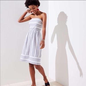 LOFT Blue and White Strapless Dress